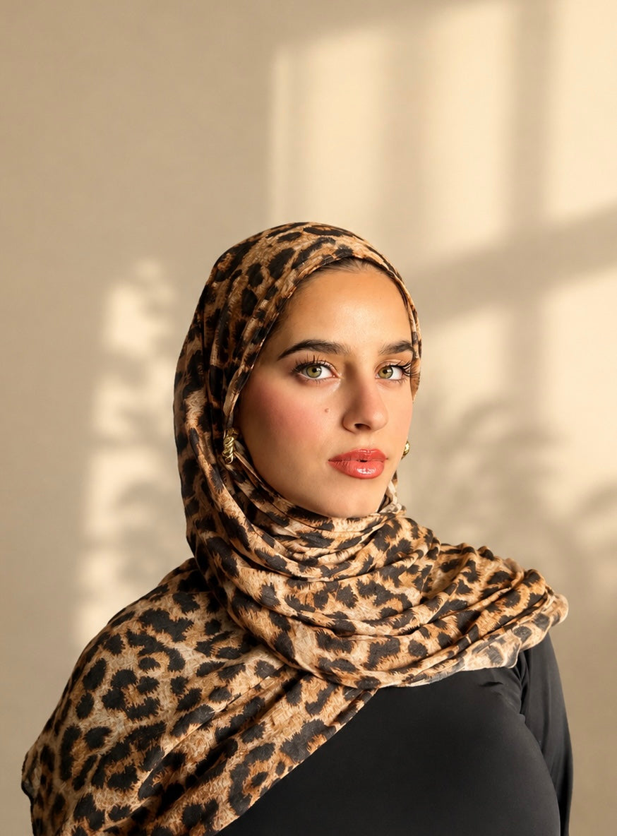 Premium Printed Modal Hijab - LEOPARD