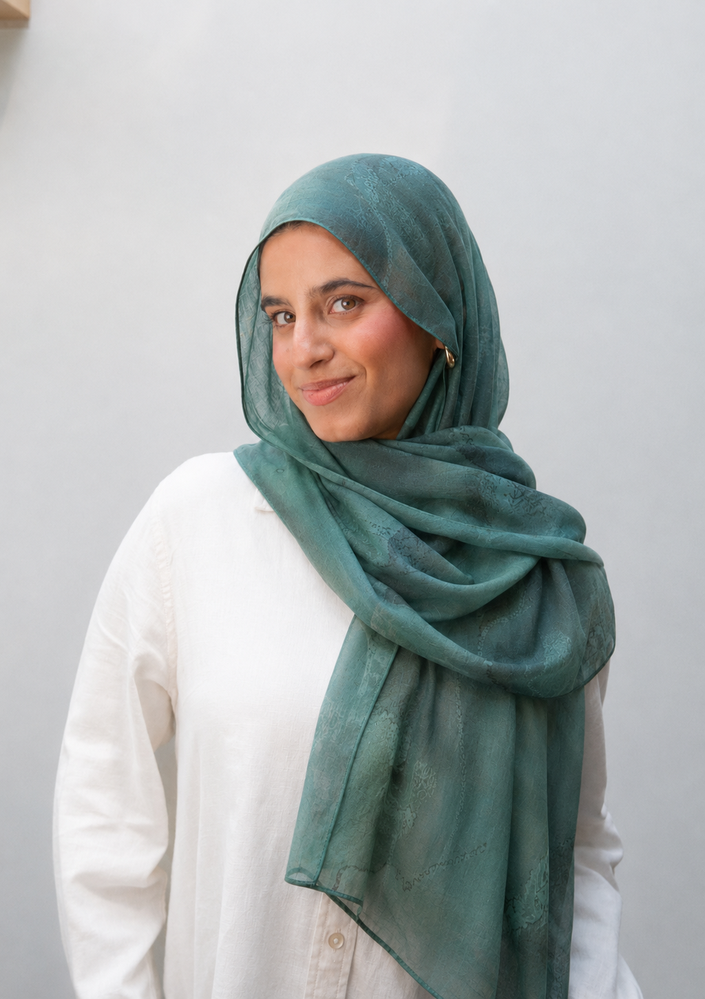 Premium Printed Modal Hijab - FOREST WATERCOLOR