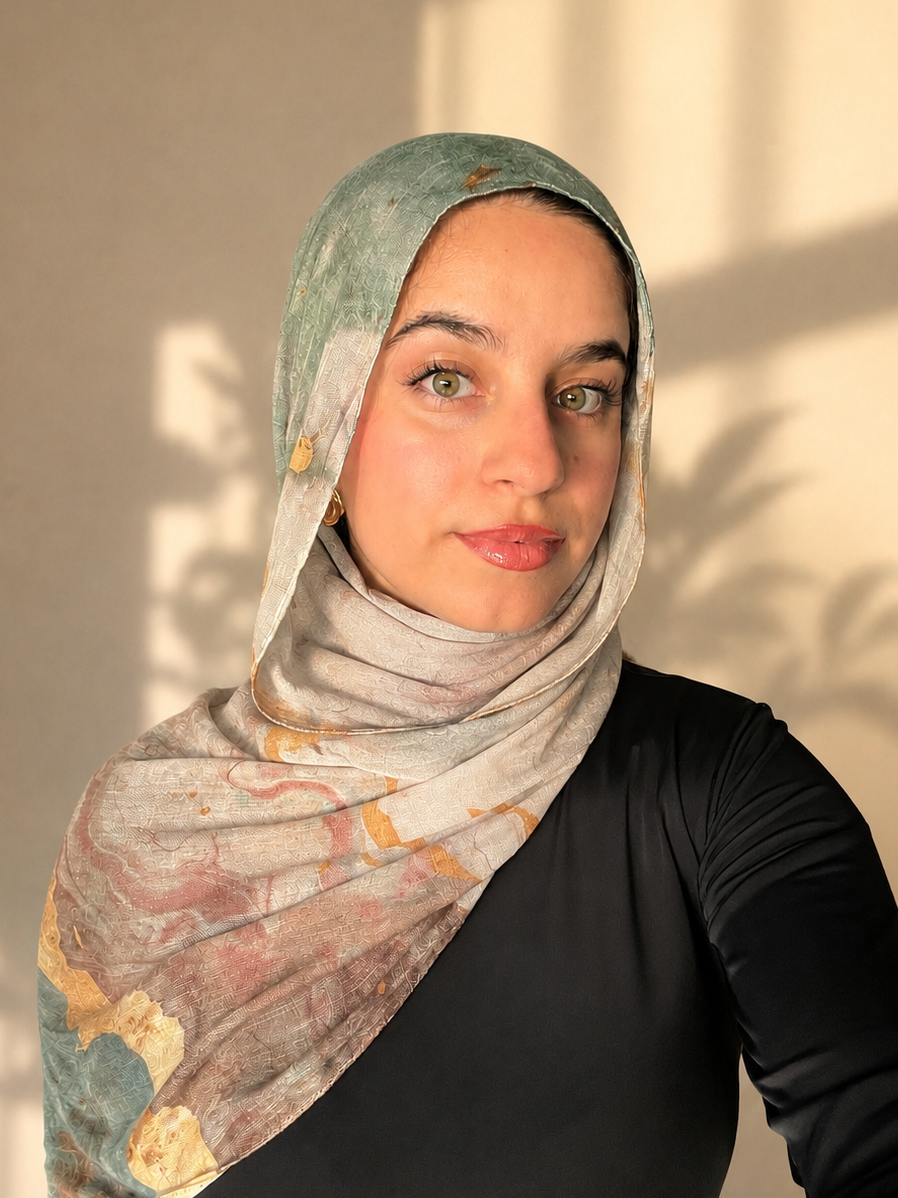 Premium Printed Modal Hijab - GOLDEN MARBLE