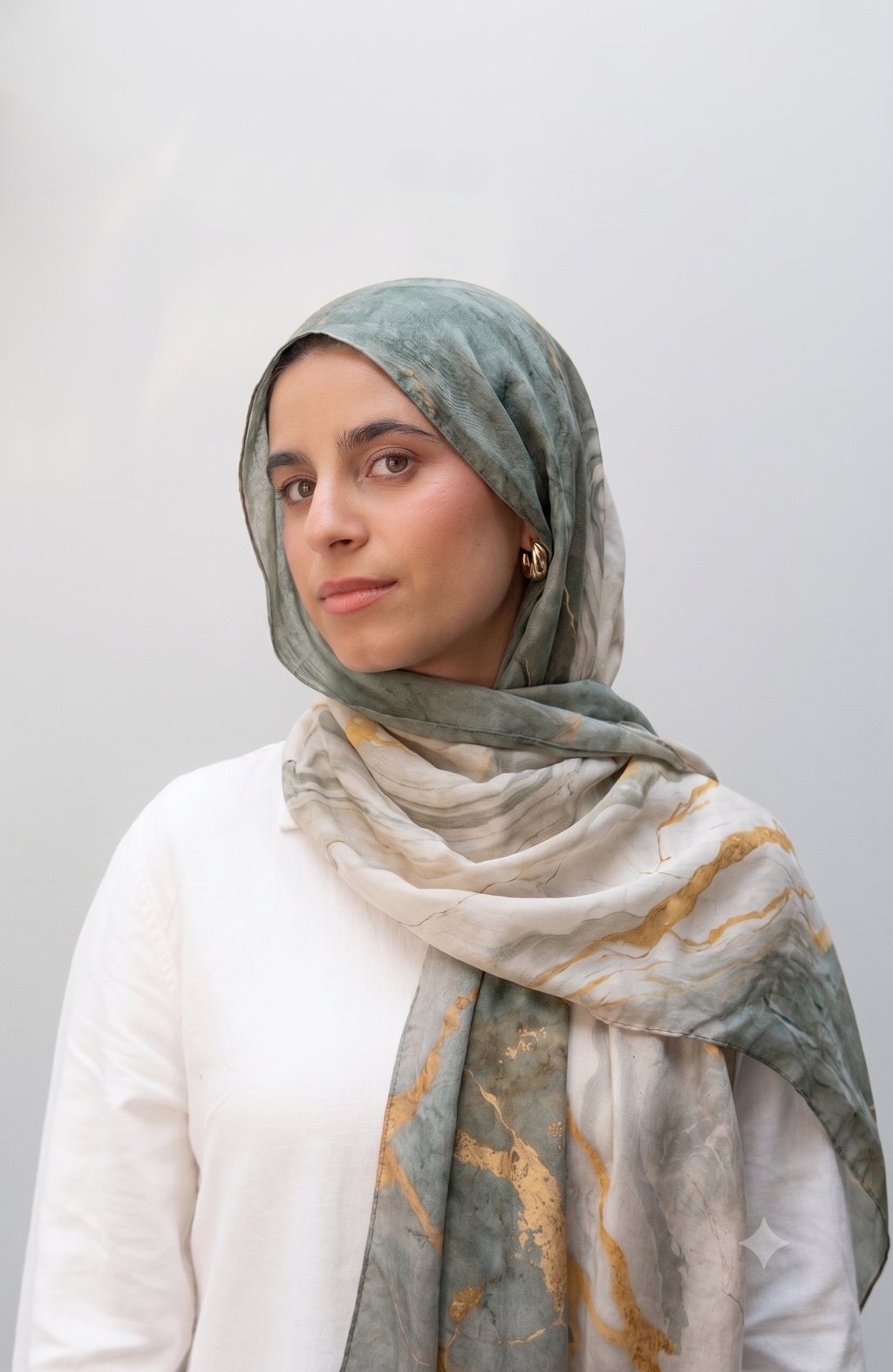 Premium Printed Modal Hijab - GOLDEN MARBLE